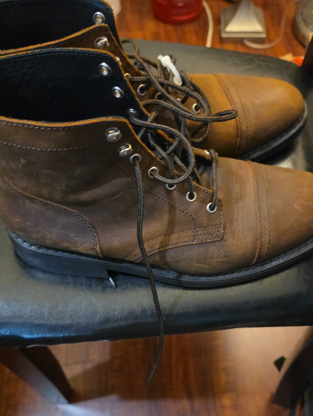 Thursday Boot Company Brown Leather Lace-Up Cap-Toe Boots